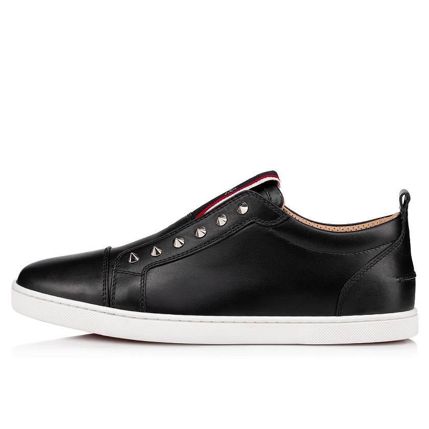 Men's Christian Louboutin F.A.V Fique A Vontade Calf Low Top Sneakers - Black [4539-260]